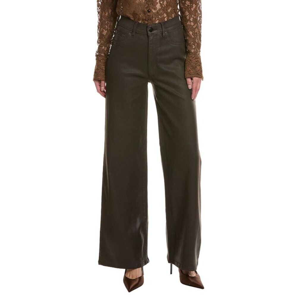 Dl1961 Womens  Hepburn Walnut Coated Wide Leg Jean, Brown